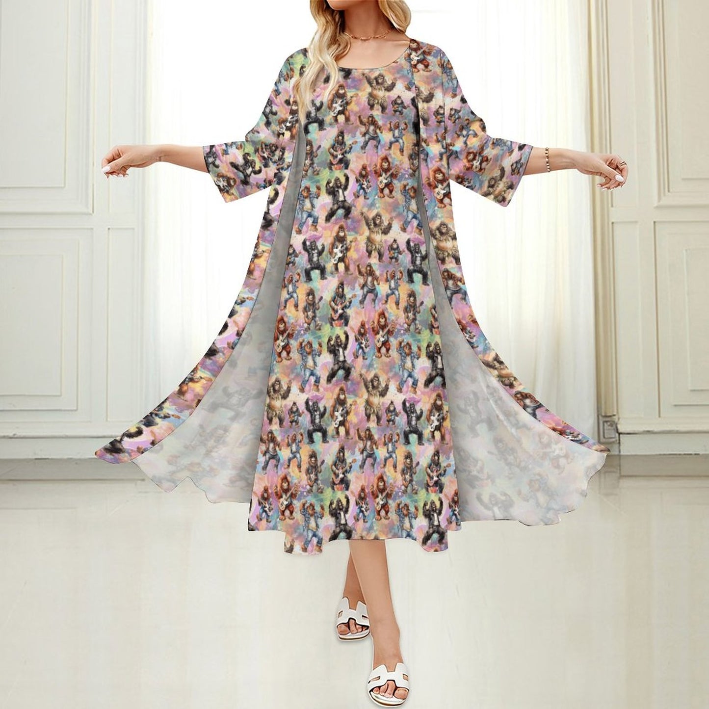 10 Bigfoot Designs, Women’s Long Dress with Cardigan