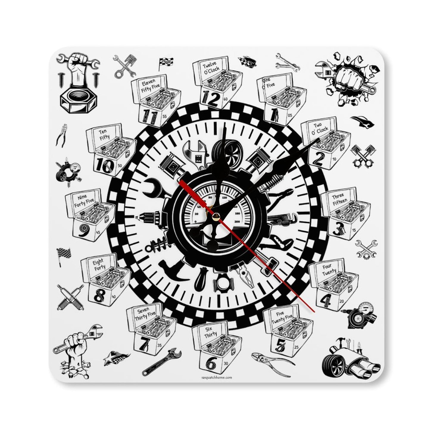 Auto Mechanic Square Wall Clock