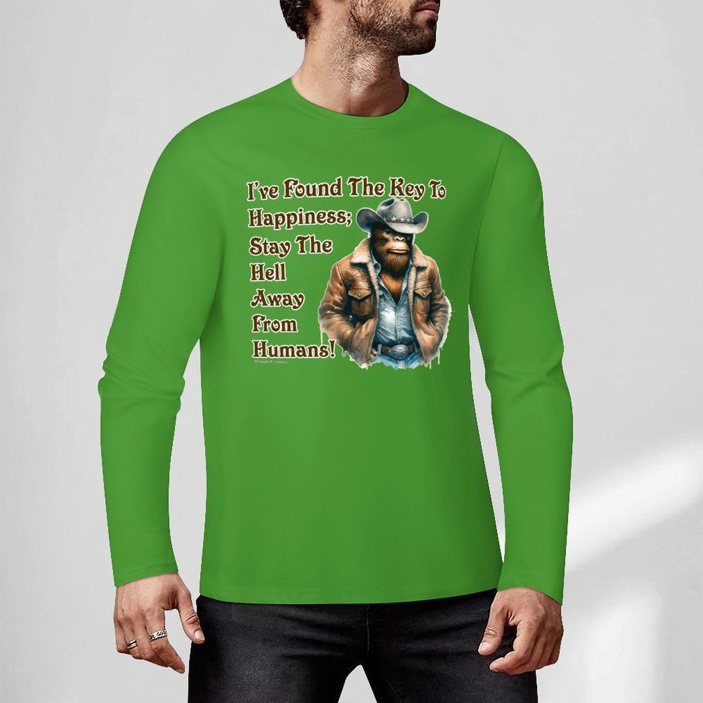 Cowboy Bigfoot / Sasquatch, "I found the key...", Cotton Unisex Long Sleeve T-shirt