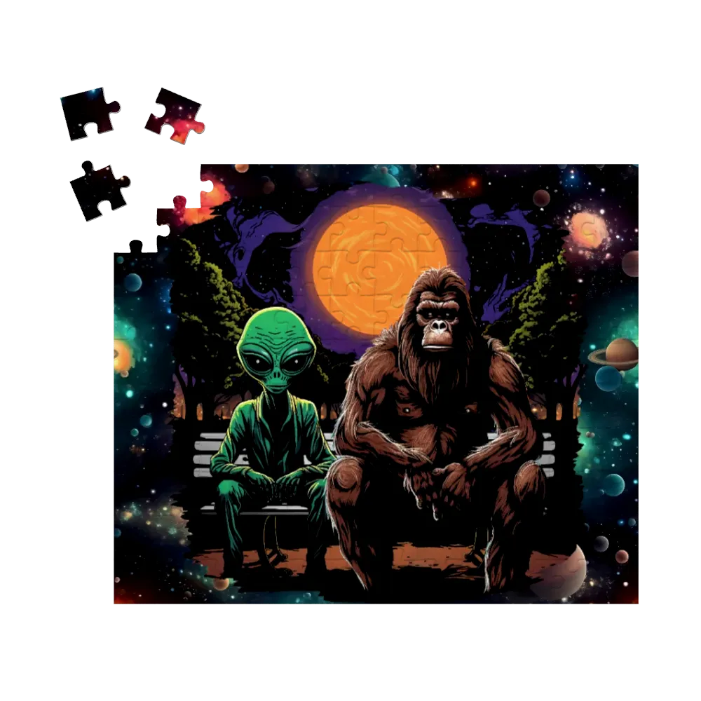Bigfoot / Sasquatch & Alien, Jigsaw Puzzles, 4 Sizes