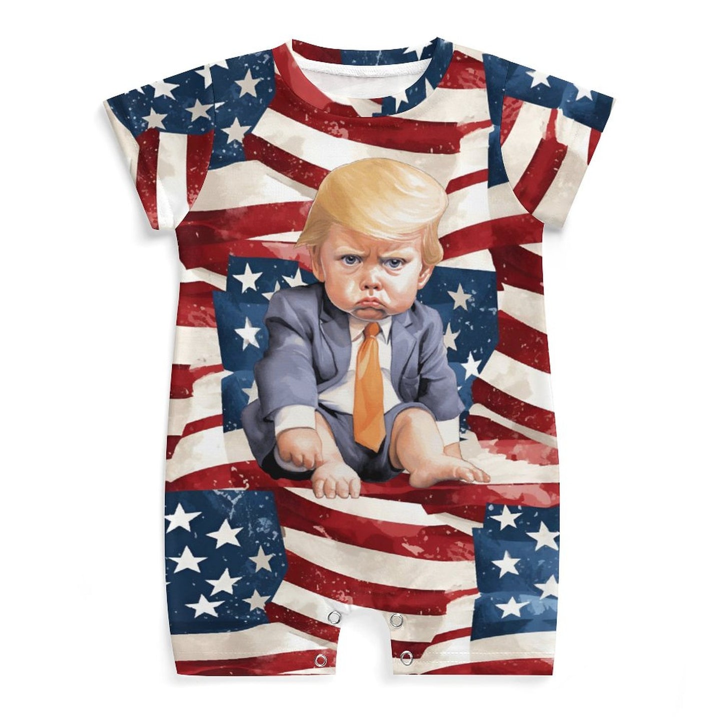 Baby Donald Trump, Faux Cotton Short Sleeve Baby Bodysuit Romper