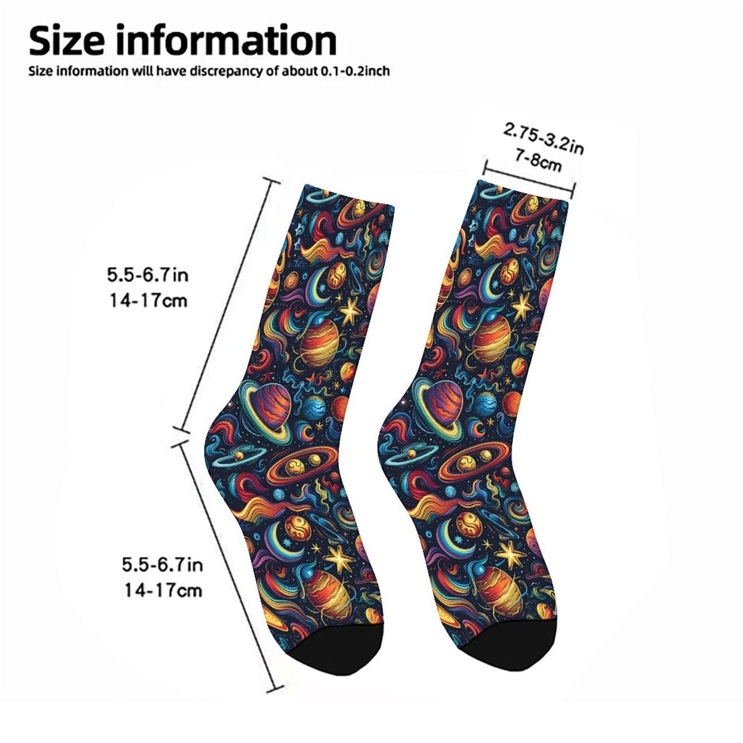 12 Beautiful Galaxy Space Designs, Children’s Polyester Socks