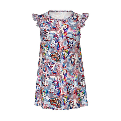 8 Patriot Designs, Girl's Flutter Sleeve Nightgown