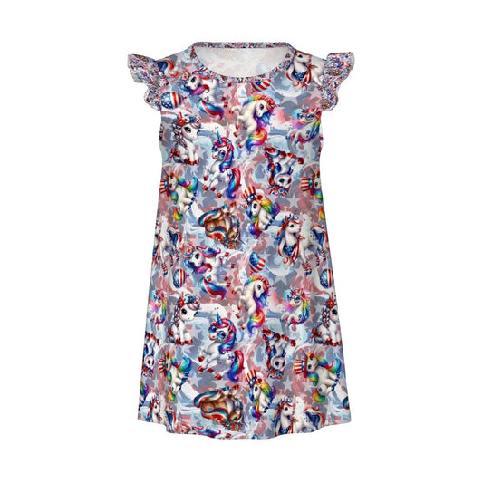 8 Patriot Designs, Girl's Flutter Sleeve Nightgown