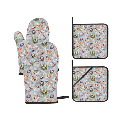 6 Fairy Designs, 4 Piece Oven Mitts / Pot Holder Sets