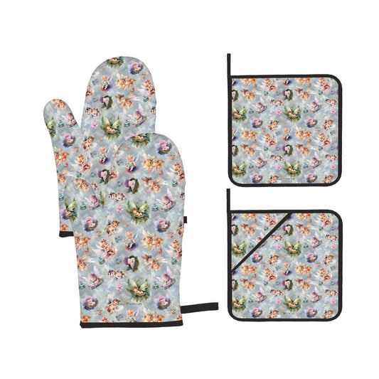 6 Fairy Designs, 4 Piece Oven Mitts / Pot Holder Sets