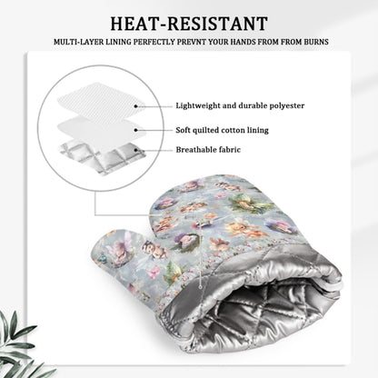 6 Fairy Designs, Set of 2 Silicone Oven Mitts -