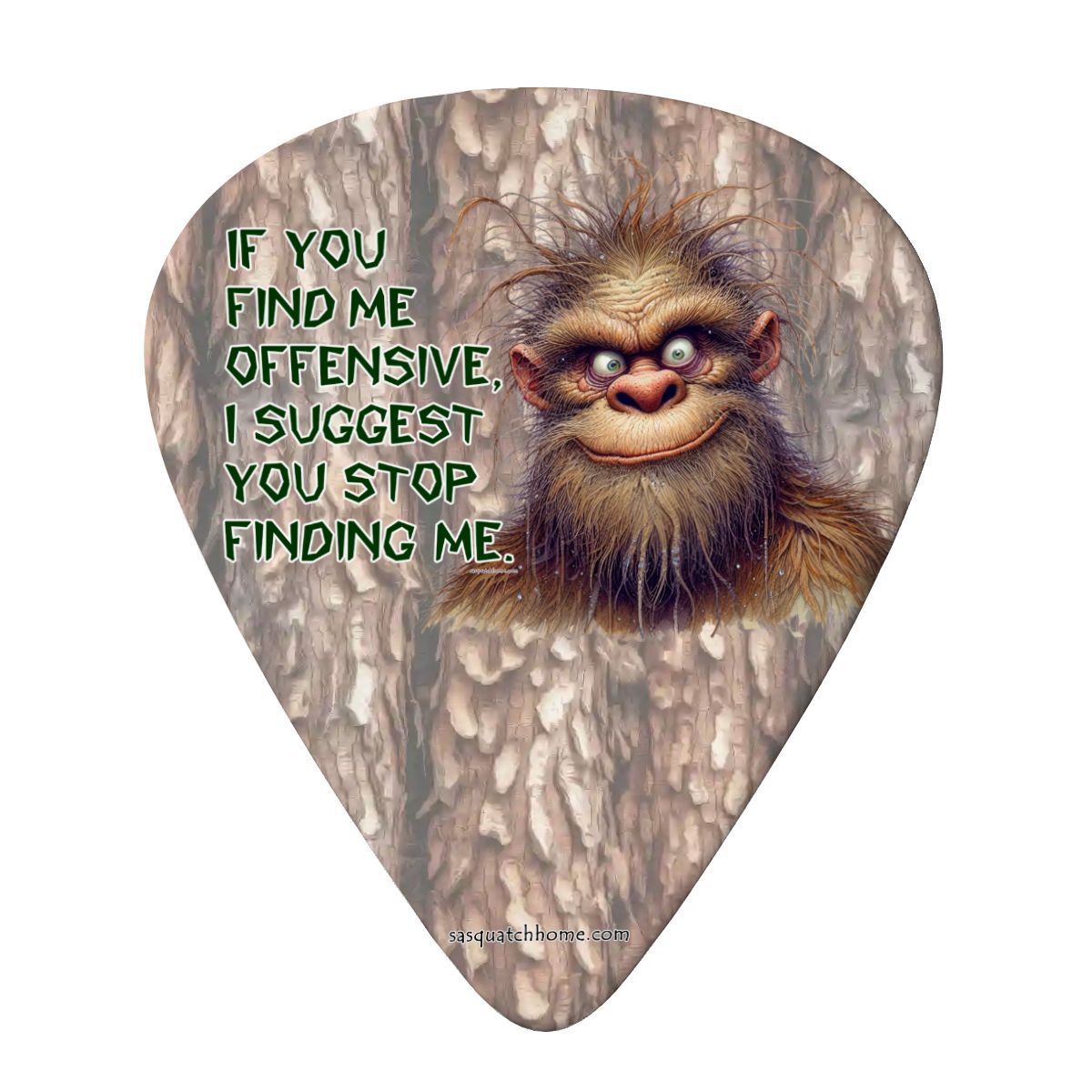 6 Guitar Picks with Keychain Snap Case- Sasquatch Bigfoot "If you find me..." – 3 Thicknesses