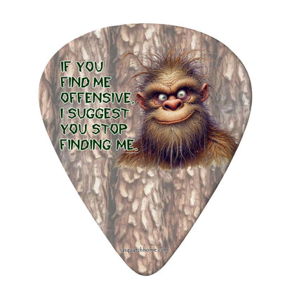6 Guitar Picks with Keychain Snap Case- Sasquatch Bigfoot "If you find me..." – 3 Thicknesses