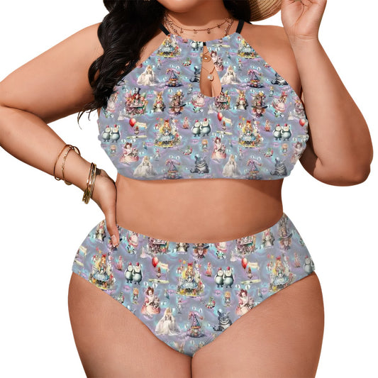 Alice in Wonderland, Plus Size High-Waisted Bikini Customized Services