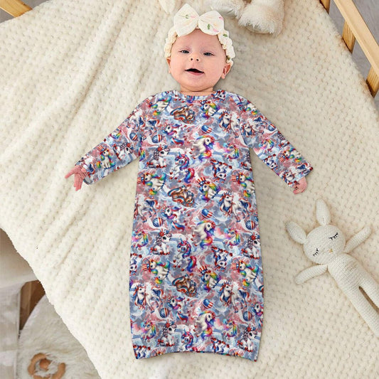 8 Patriotic Designs, Baby Long Sleeve Faux Cotton Sleeper Gown
