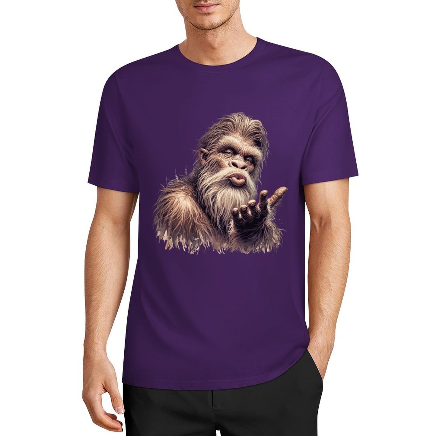 Bigfoot - Sasquatch Blowing Kiss Short Sleeve Cotton T-Shirt