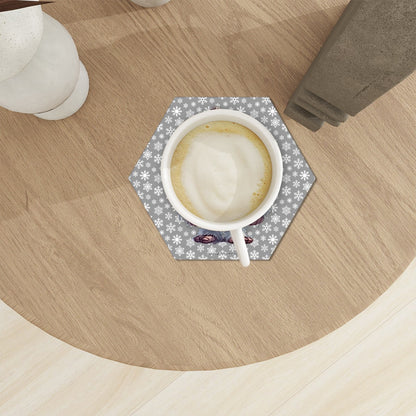 Yeti Themed, 6 Ceramic Coasters w metal stand