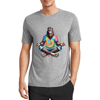 Bigfoot - Sasquatch Hippie Yoga Short Sleeve Cotton T-Shirt
