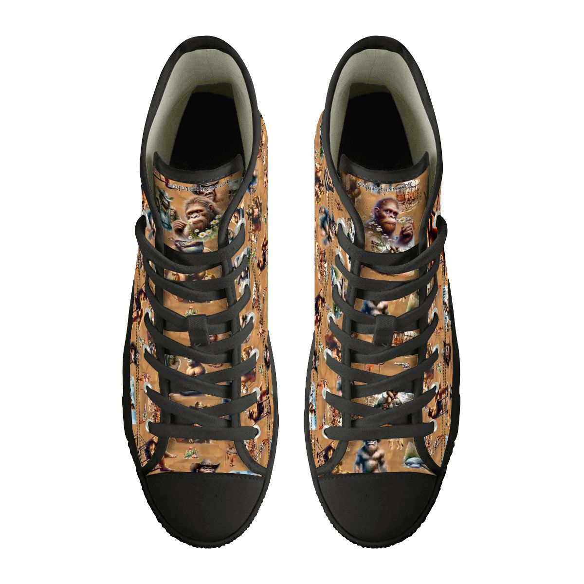 Zen Cowboy Bigfoot, Sasquatch, Women's High Top Canvas Shoes