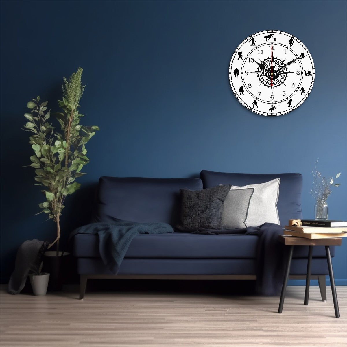 Bigfoot / Sasquatch Round Wooden Wall Clock