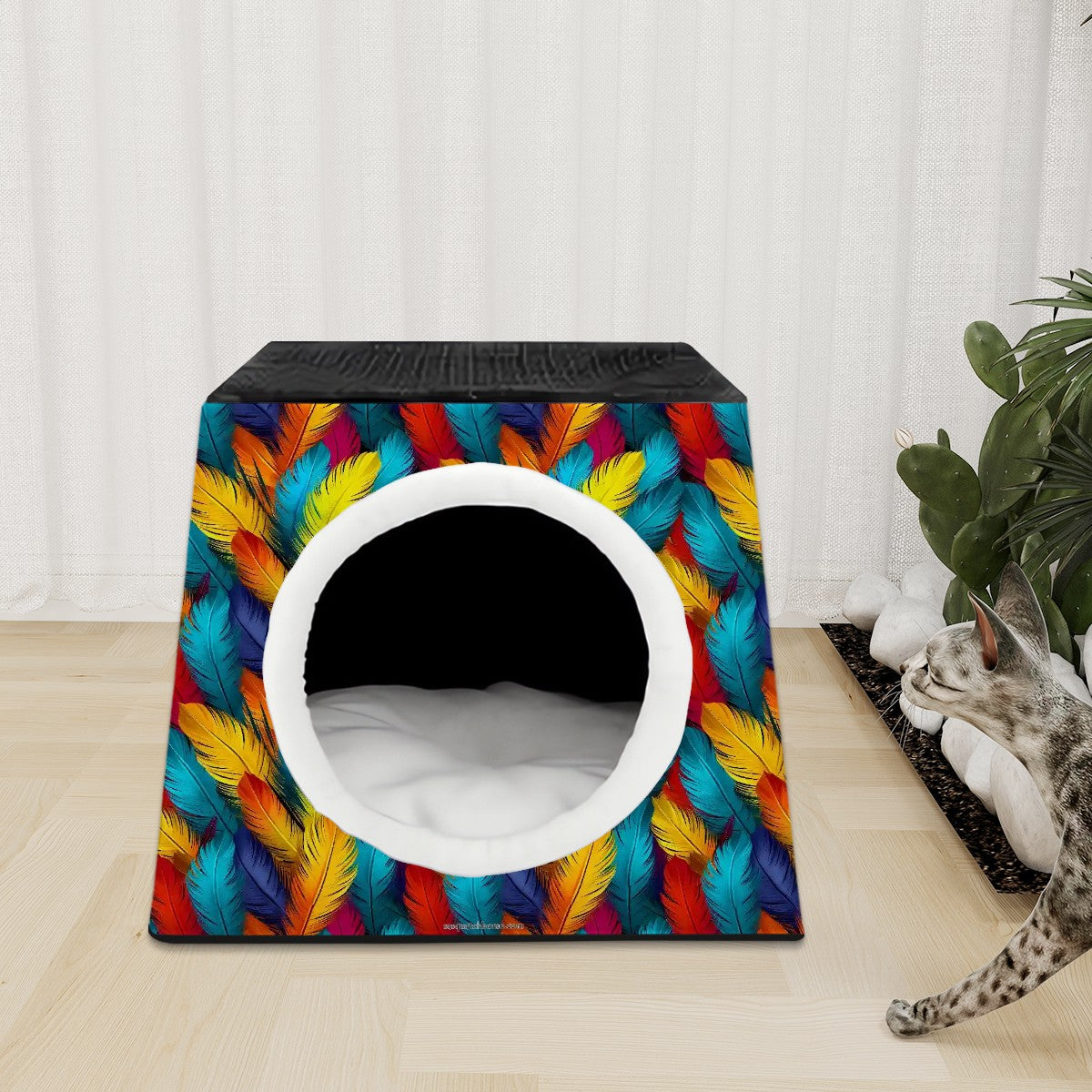 Native American on Feathers, Space Capsule Pet Bed