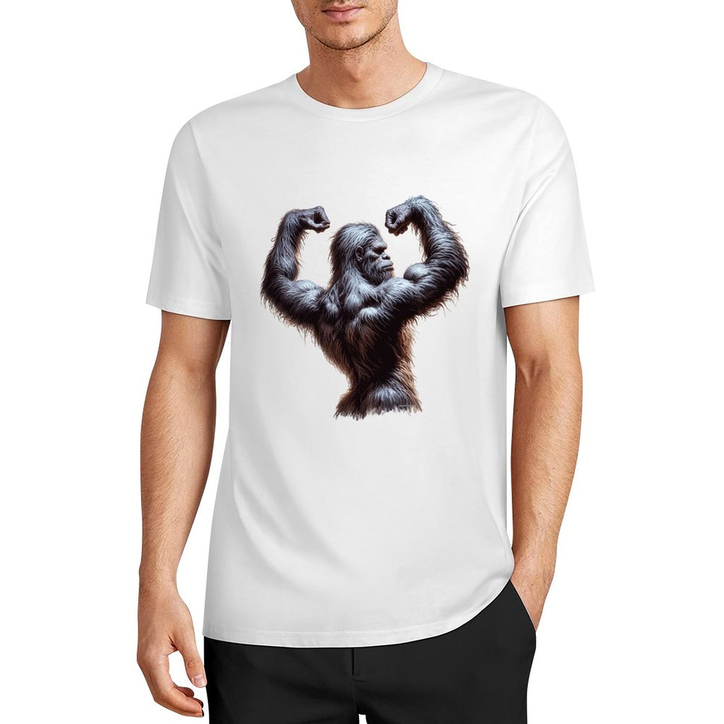 Bigfoot - Sasquatch Double Muscle Short Sleeve Cotton T-Shirt