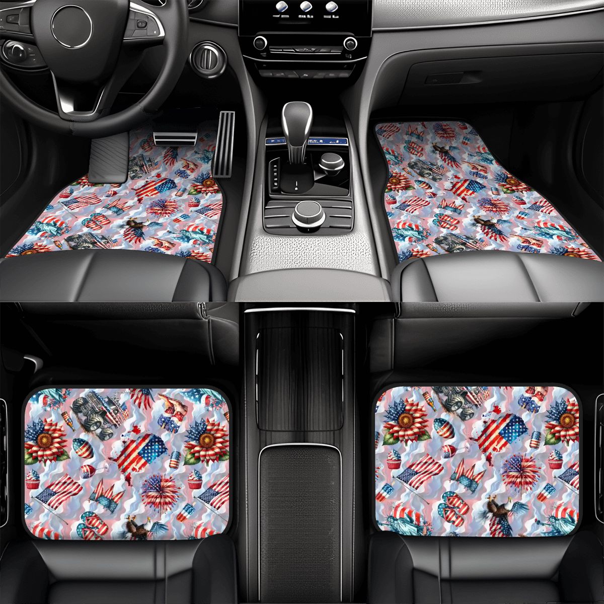 8 Patriot Designs, 4 Piece Auto Floor Mats