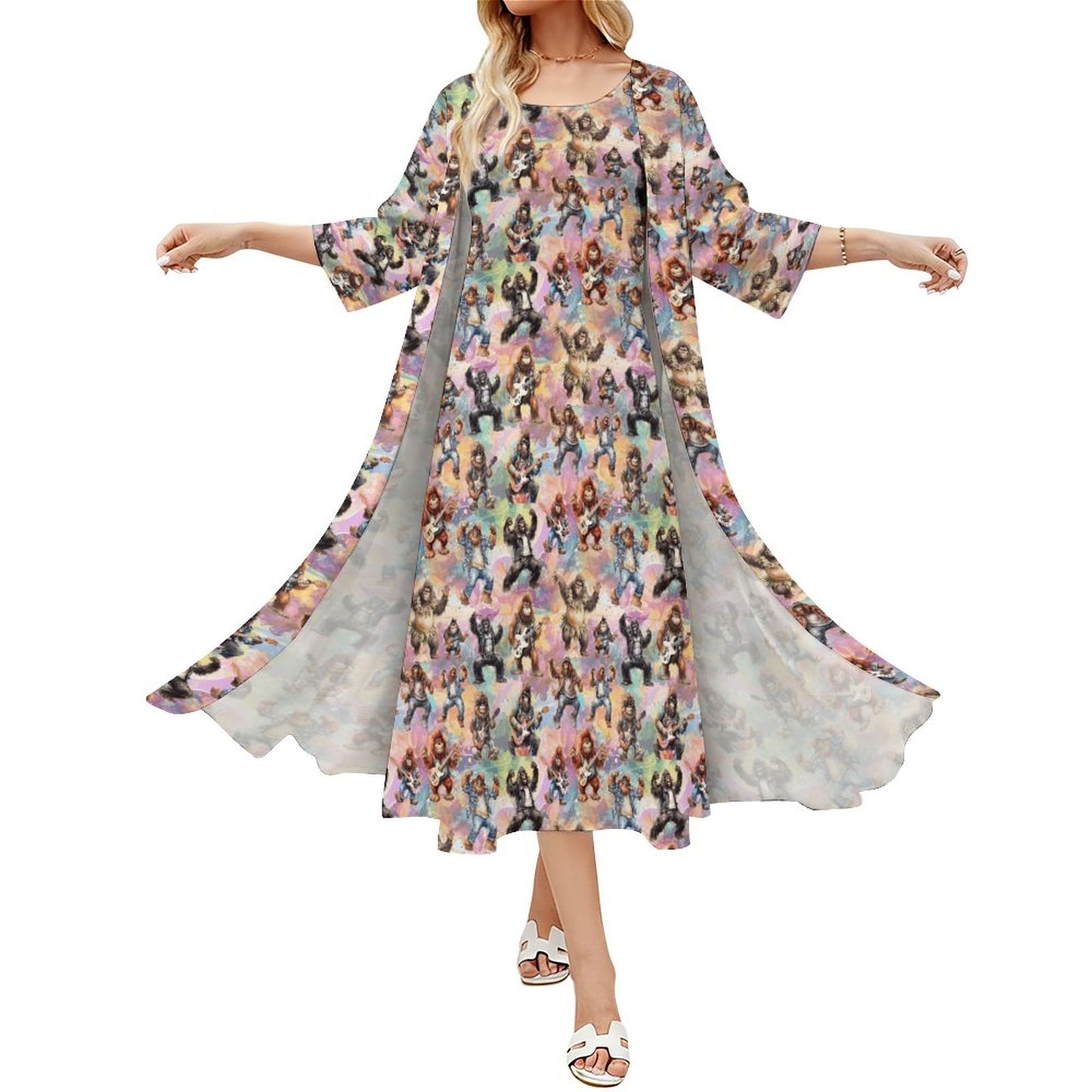 10 Bigfoot Designs, Women’s Long Dress with Cardigan