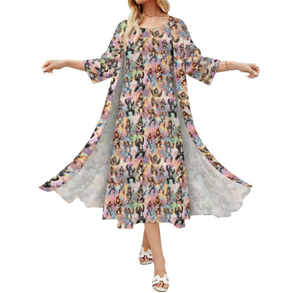 10 Bigfoot Designs, Women’s Long Dress with Cardigan