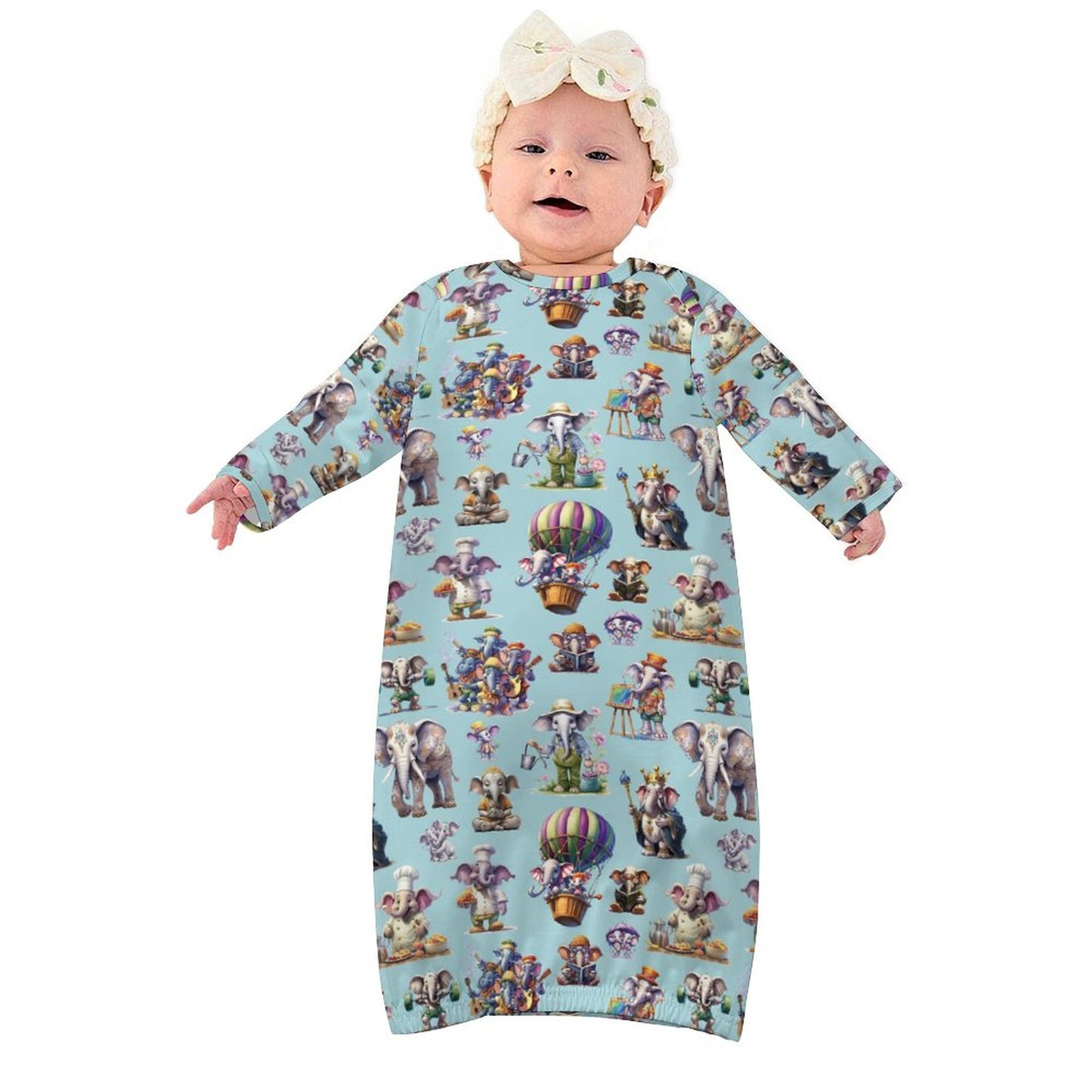 16 Misc Designs, Baby Long Sleeve Faux Cotton Sleeper Gown