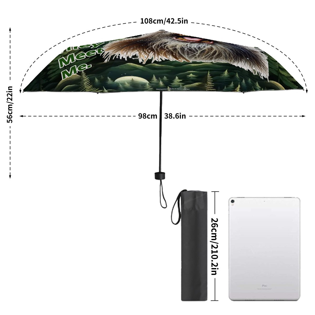 Sasquatch / Bigfoot Designs 38” UV Protection, Water Wicking Umbrella