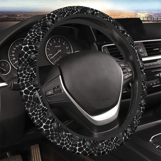 Spider Webs, Rugged Auto Steering Wheel Cover - 15"