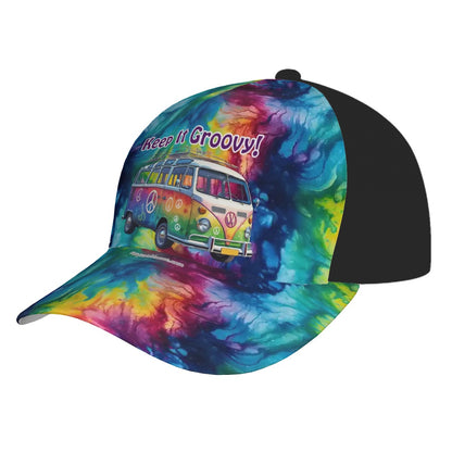 Hippie Bus "Keep it groovy", Baseball Cap, Hat, Polyester Twill