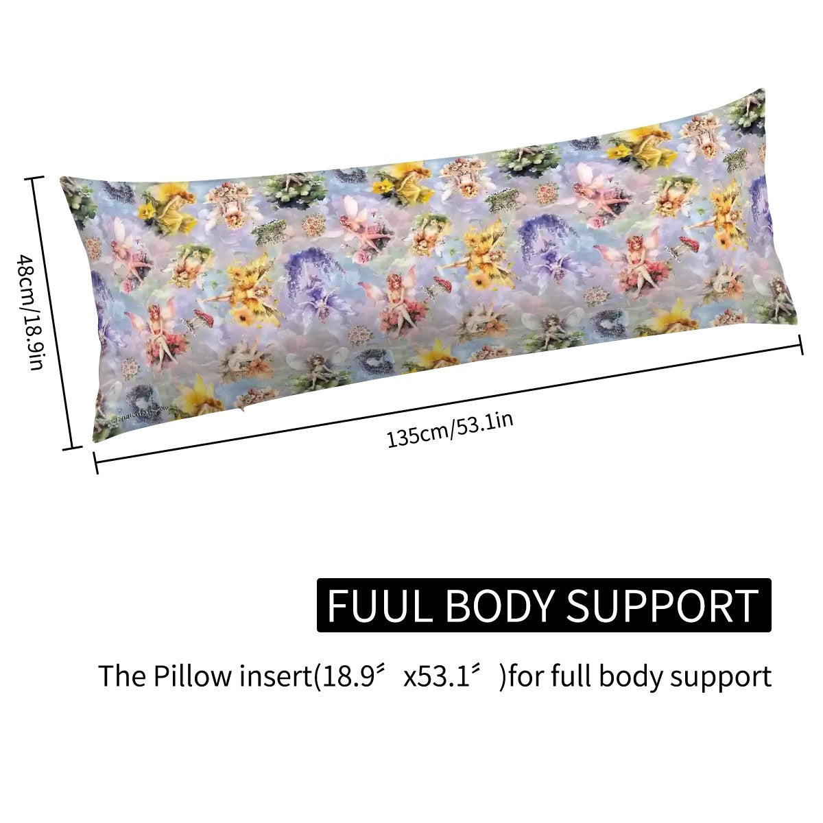 6 Fairy Designs, Long Body Pillow Case