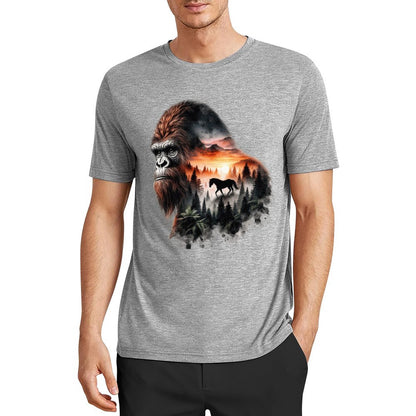 Bigfoot - Sasquatch Scenery Short Sleeve Cotton T-Shirt