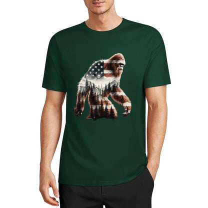 Bigfoot - Sasquatch Flag Scenery Cotton Unisex Long Sleeve T-shirt