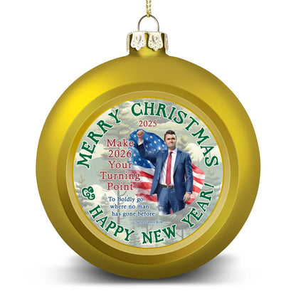 Charlie Kirk "Go boldly where no man...",  Memorial Christmas Ball Ornaments