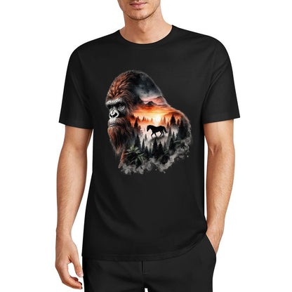 Bigfoot - Sasquatch Scenery Short Sleeve Cotton T-Shirt