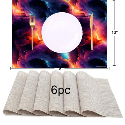 12 Galaxy / Outer Space Designs, Table Runner Placemat Set 7 Pieces