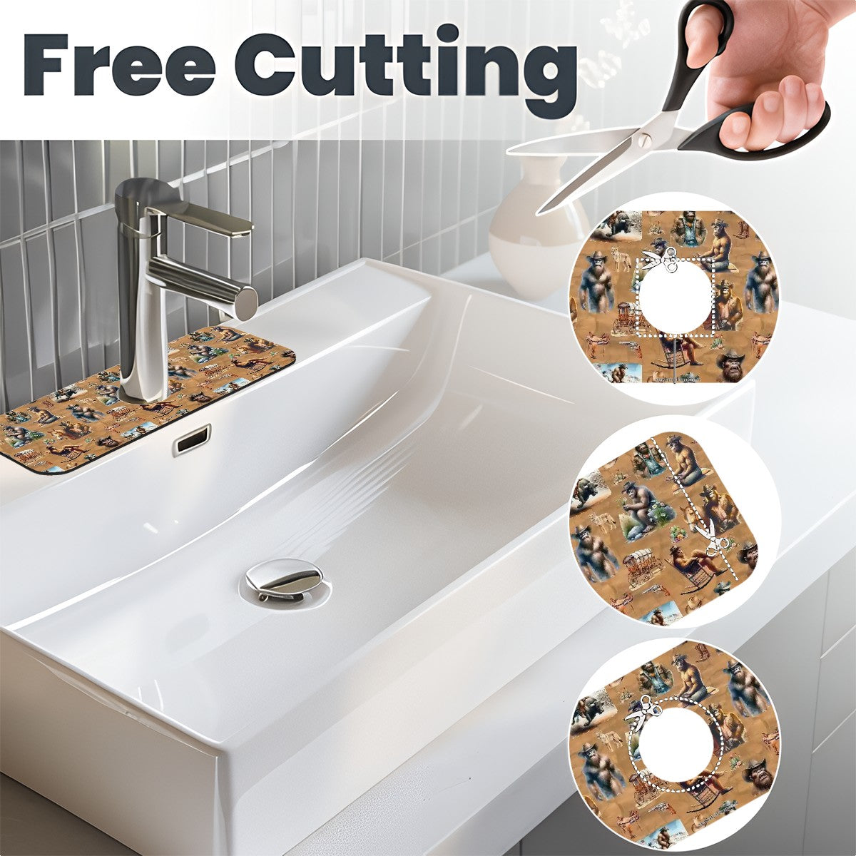 20 Bigfoot / Sasquatch Designs, Faucet Mat