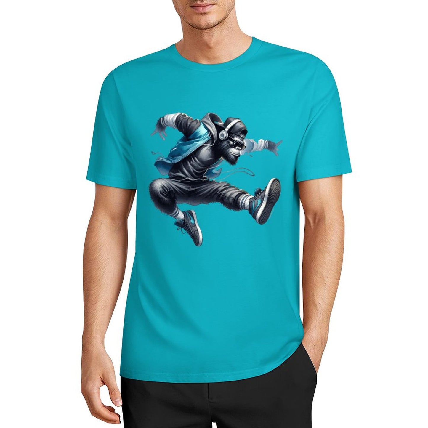 Bigfoot - Sasquatch Jumping Short Sleeve Cotton T-Shirt