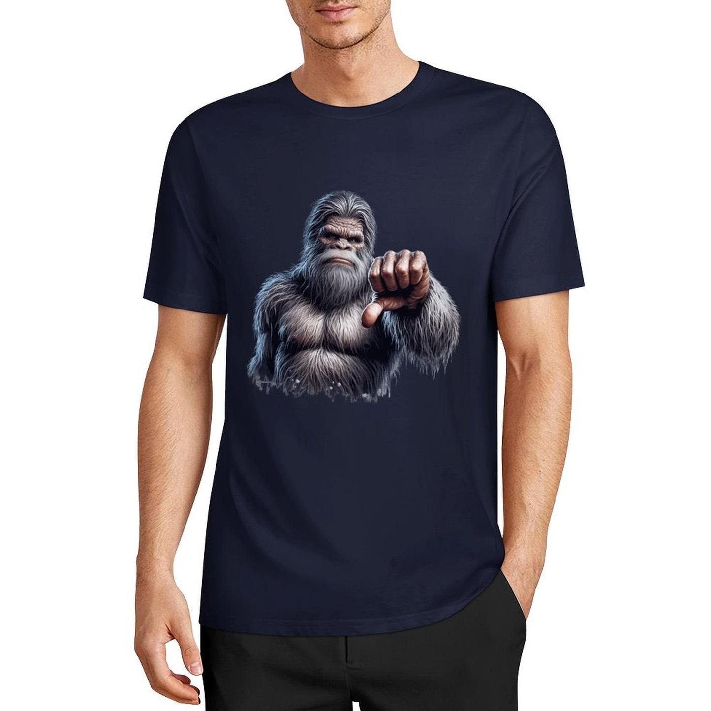 Bigfoot - Sasquatch Thumbs Down Short Sleeve Cotton T-Shirt