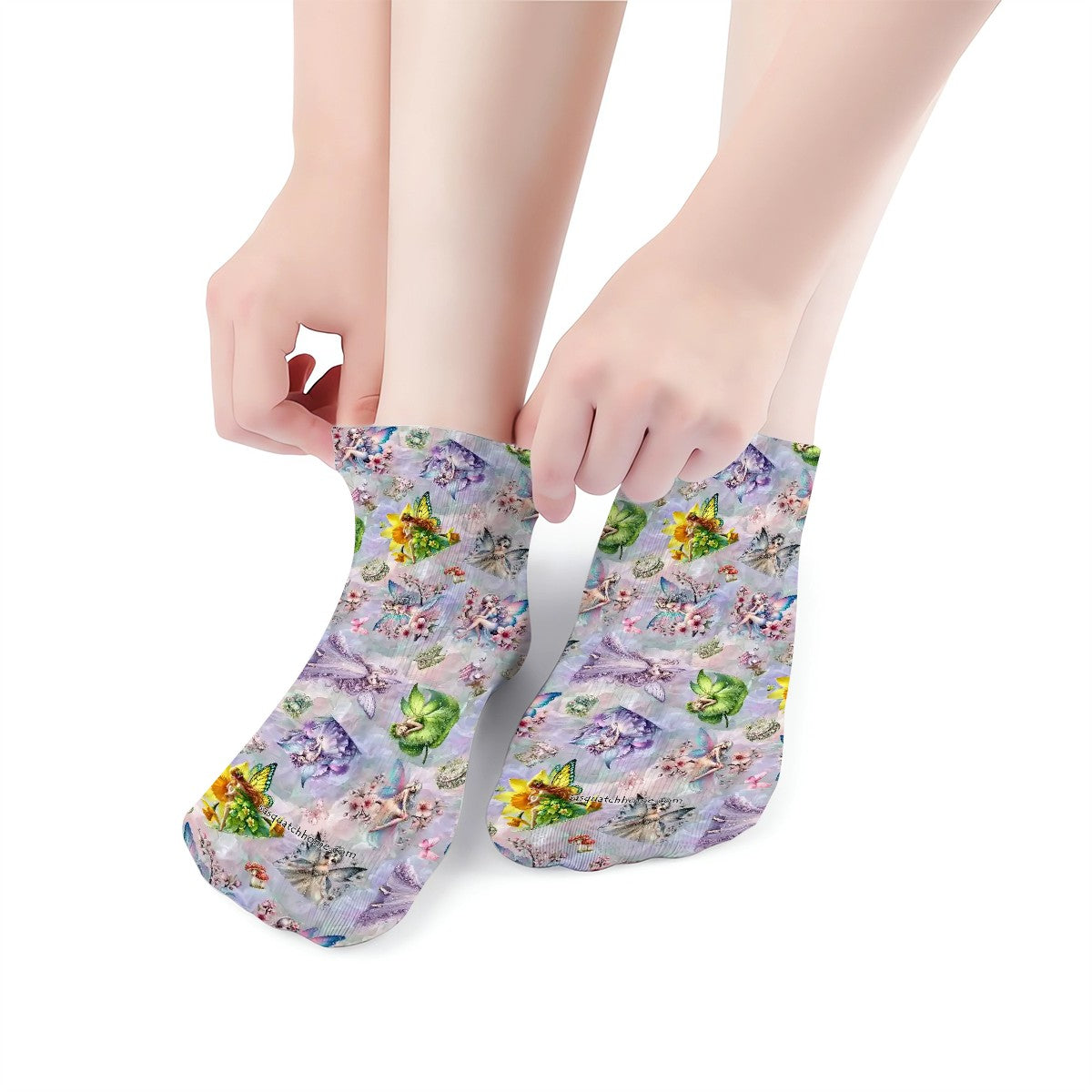 6 Fairy Designs, 8” Poly Ankle Socks