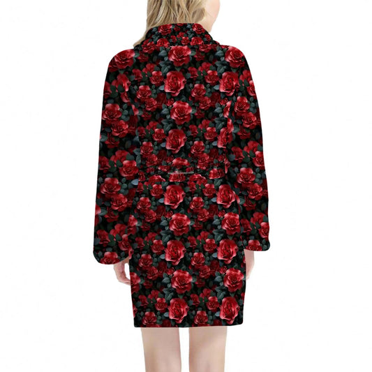 10 Flower Designs, Women’s Bath Robe 33.5” Long