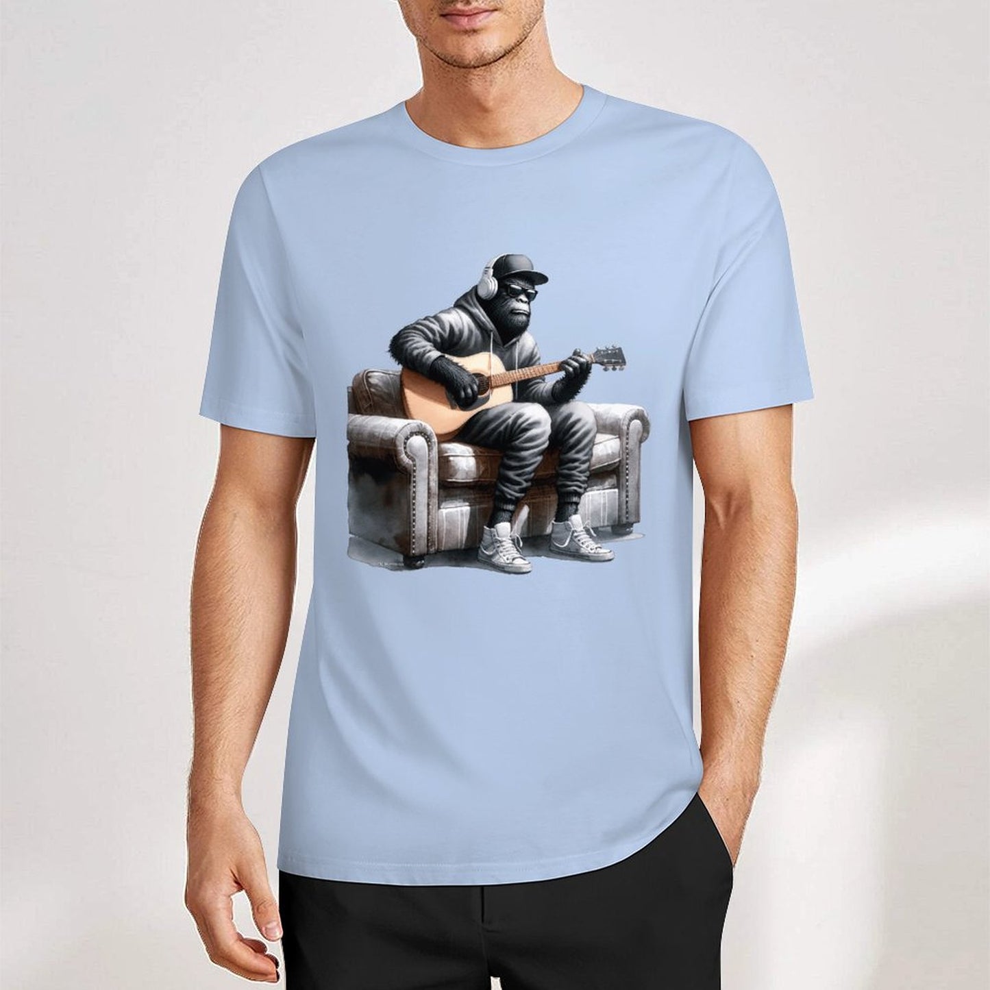 Bigfoot - Sasquatch Play Guitar Short Sleeve Cotton T-Shirt