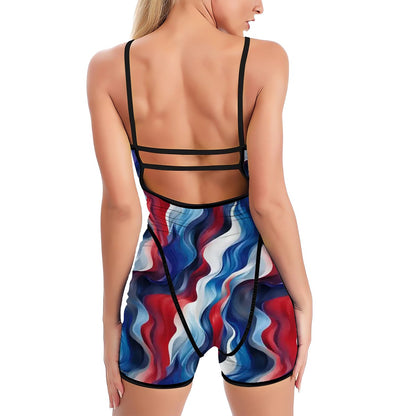 Patriot Puppy, Polyester Spandex Yoga Exercise Jumpsuit