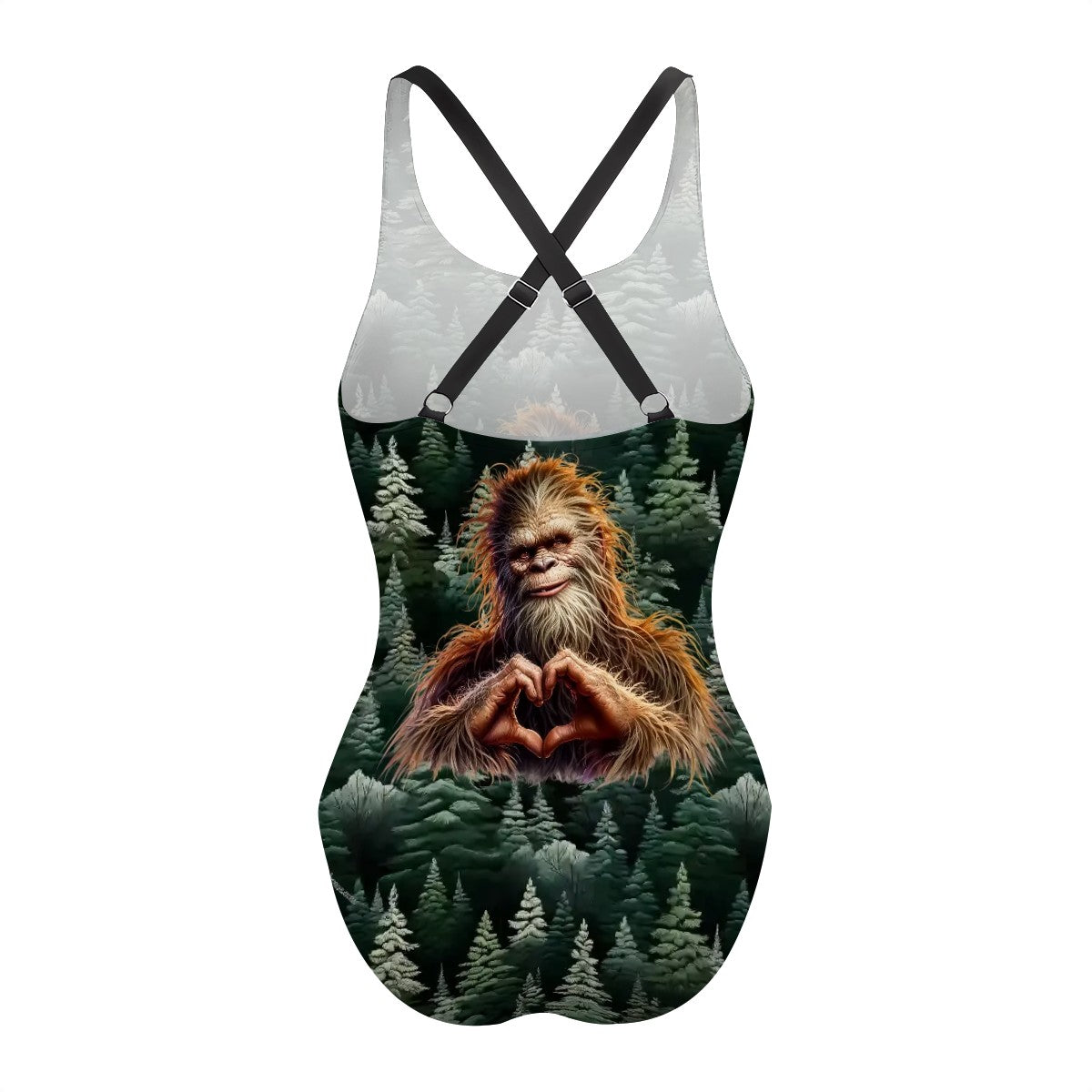 Bigfoot, Sasquatch Love Cross-Back One Piece Swimsuit