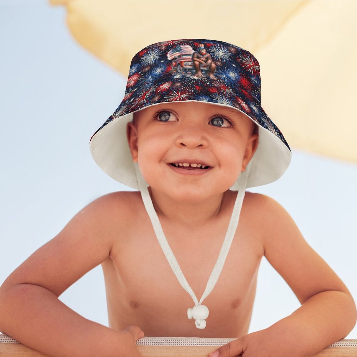 Patriot Bigfoot / Sasquatch on Truck, Kid’s Bucket Hat
