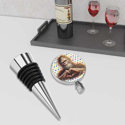Bigfoot Sasquatch Heart Hands, Wine Bottle Stopper