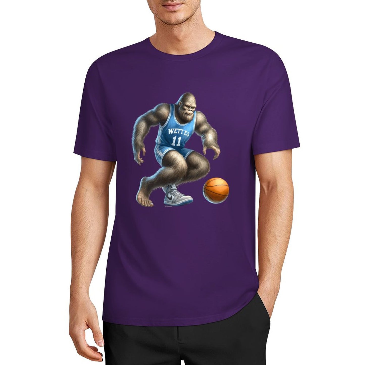 Bigfoot - Sasquatch Basketball Short Sleeve Cotton T-Shirt
