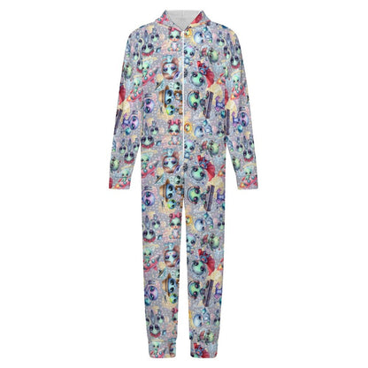 6 Alien Designs, Youth Flannel Footless Zip up Pajama Jumpsuit