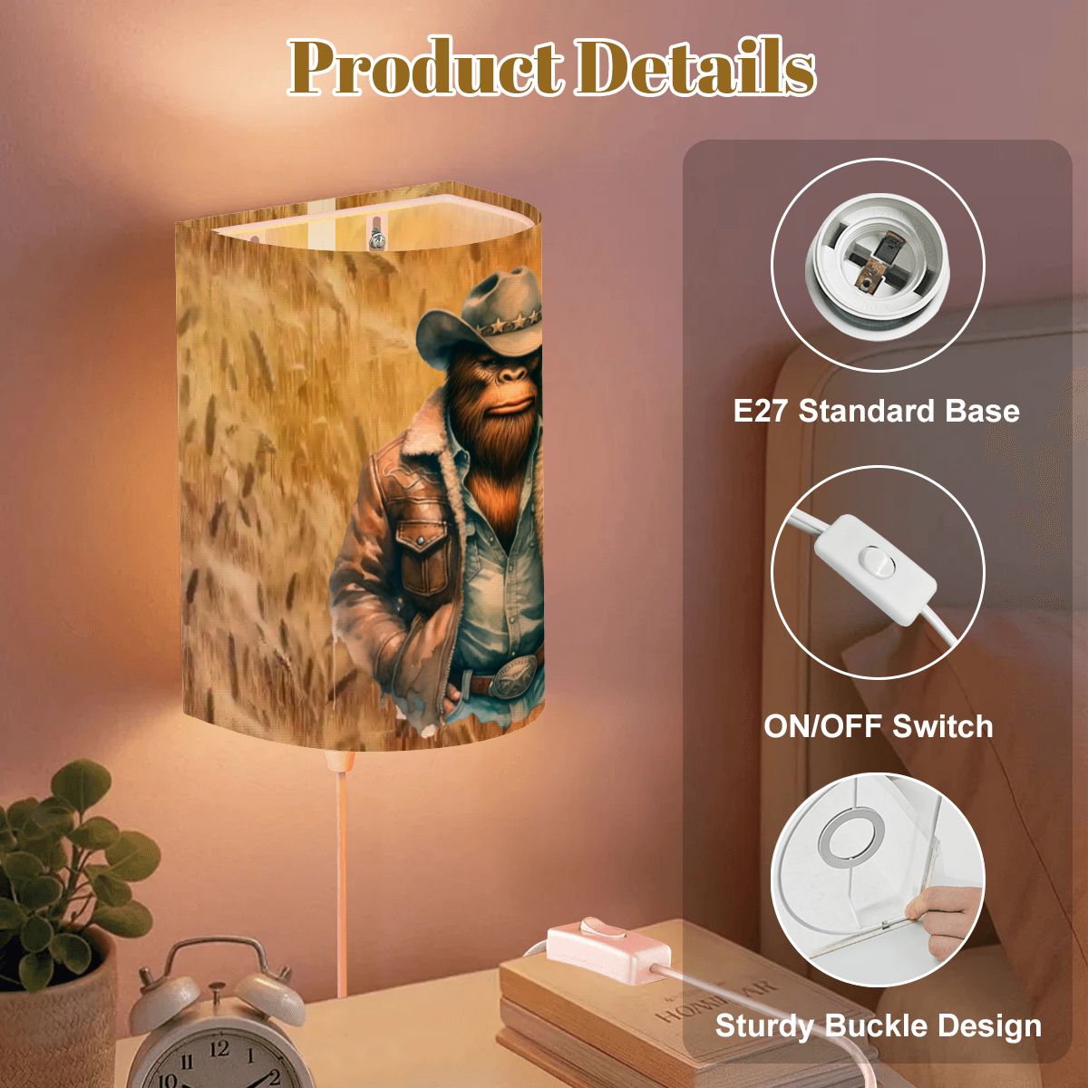 Cowboy Bigfoot / Sasquatch, Wall Sconces, Set of 2, Plug In