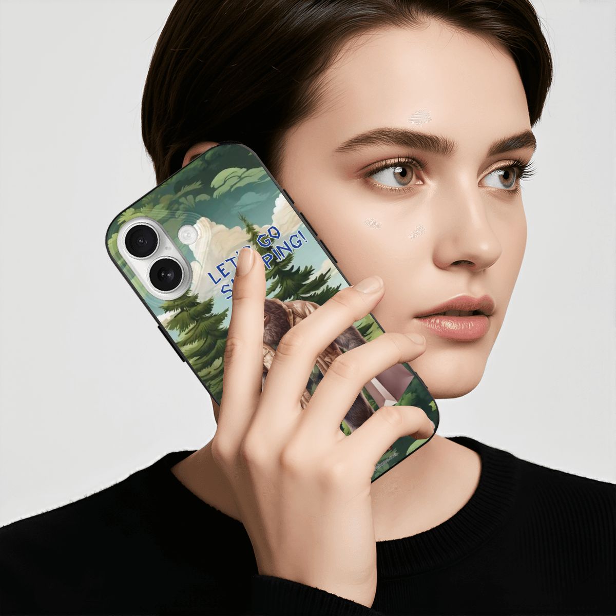 Bigfoot / Sasquatch "let's go shopping", iPhone 17 TPU Black Phone Case
