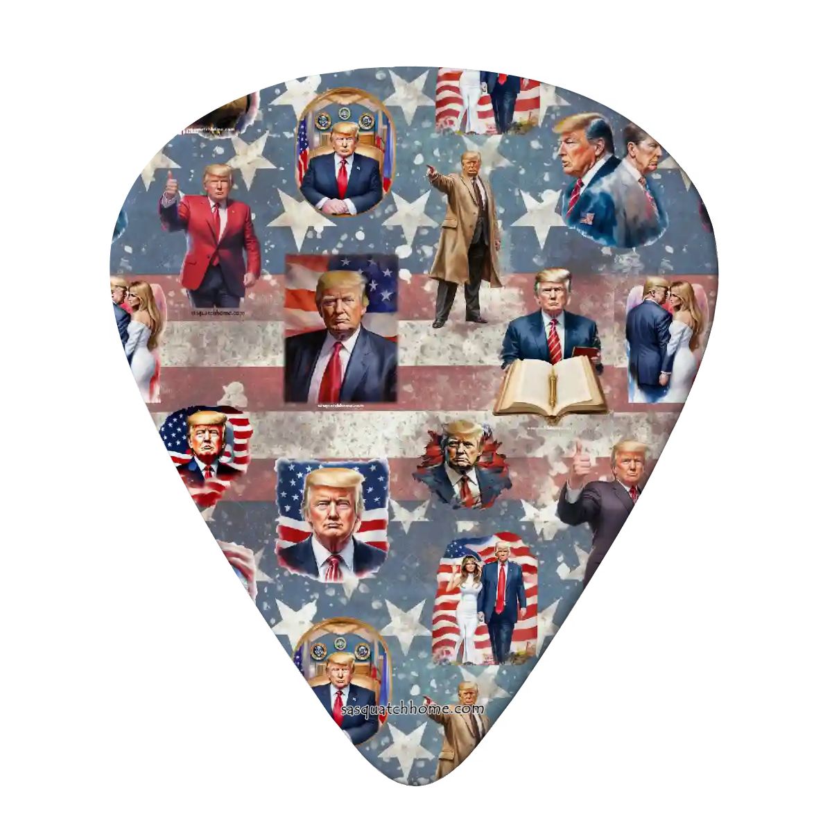 6 Guitar Picks with Keychain Snap Case - 20 Donald Trump Designs – 3 Thicknesses